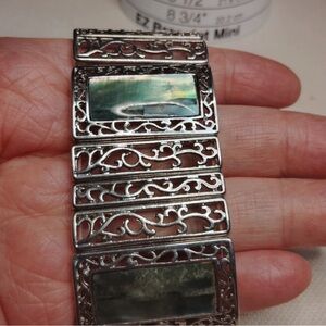 Lia Sophia Silver-Tone Bracelet with Green Abalone Panels